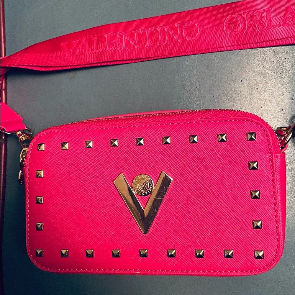 Valentino Orlandi Fuchsia Studded Camera bag Crossbody Purse